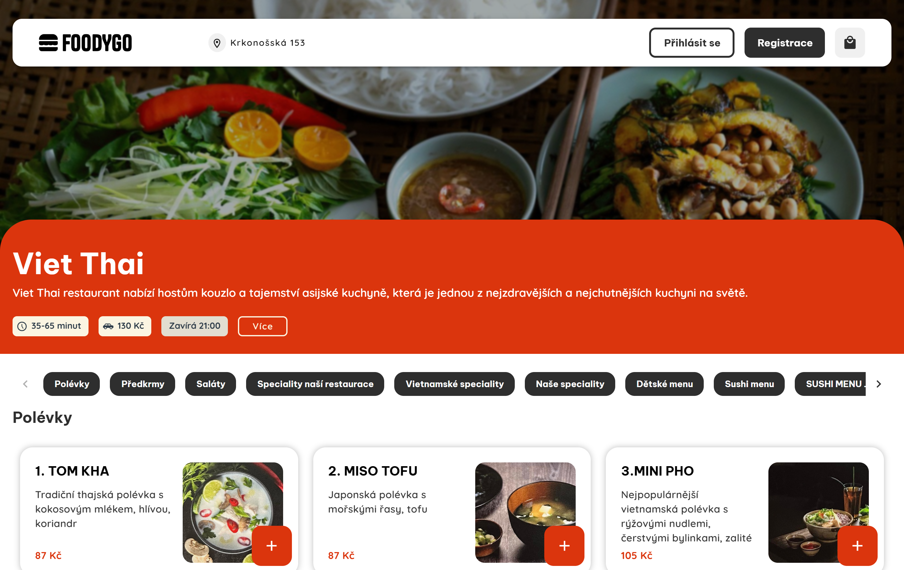 FoodyGo zákaznická aplikace — detail